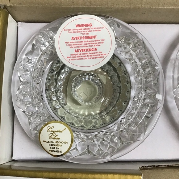 Crystal Candle Holders SET OF 2 Manhattan Moonlight 3-Way Votive Taper Tea Light - Picture 4 of 10